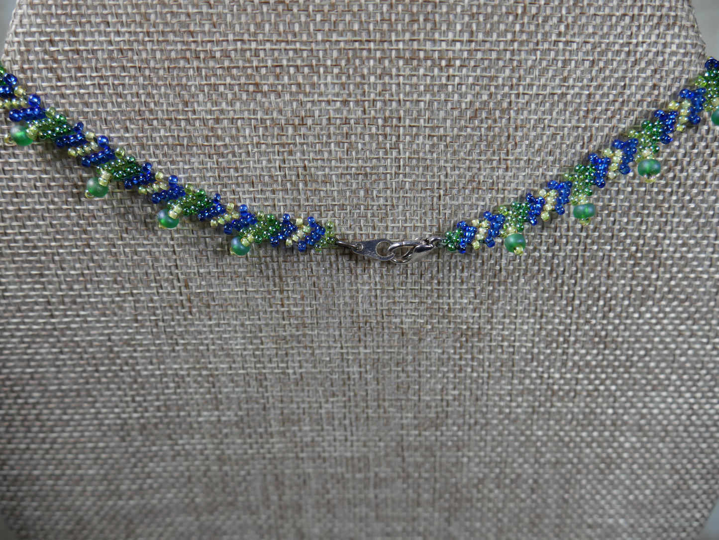 Beaded Green and Blue Woven Choker