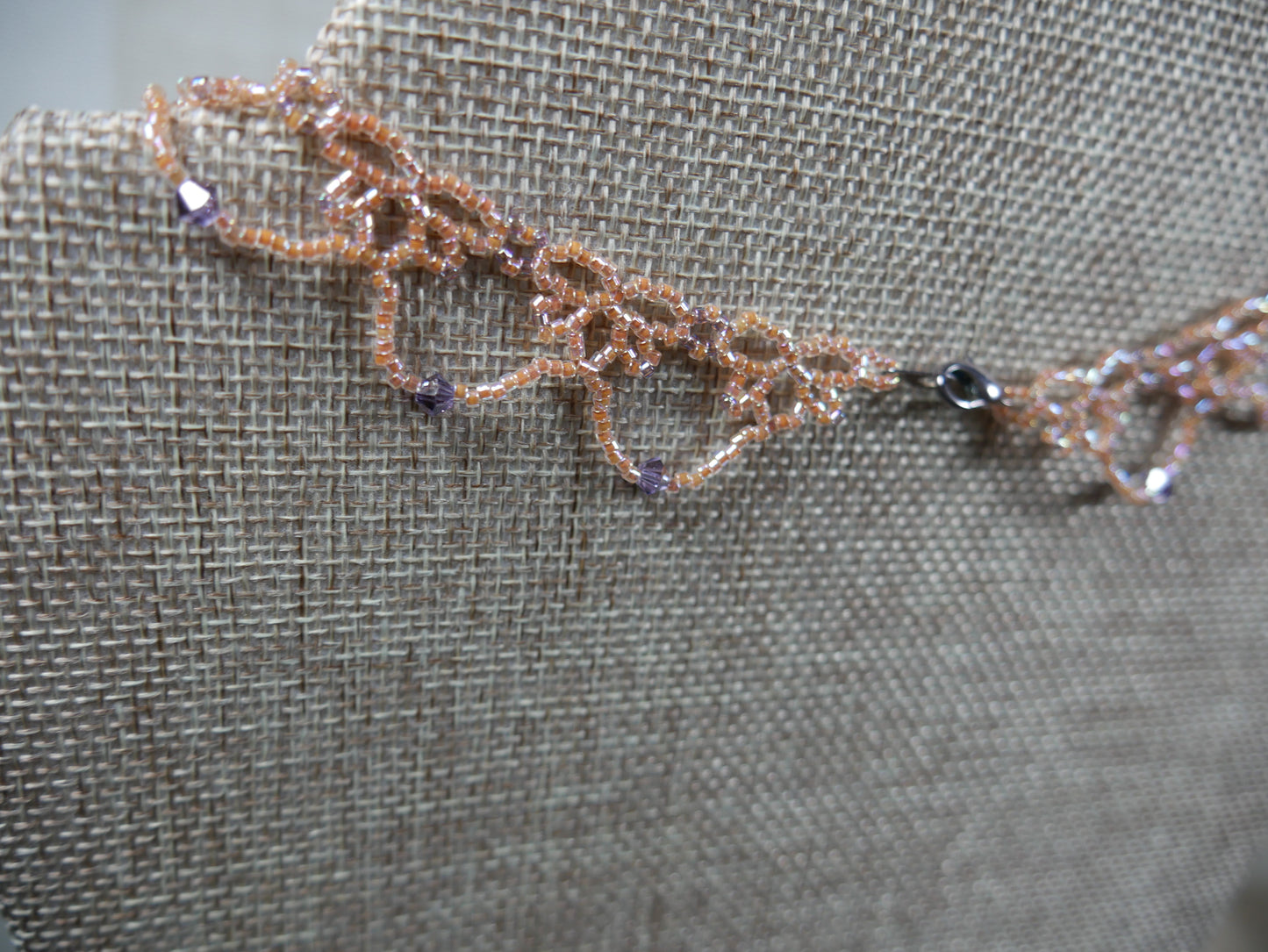Pink and Purple Beaded Lace Choker