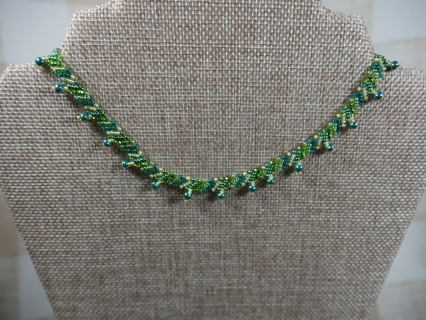 Woven Beaded Green Choker