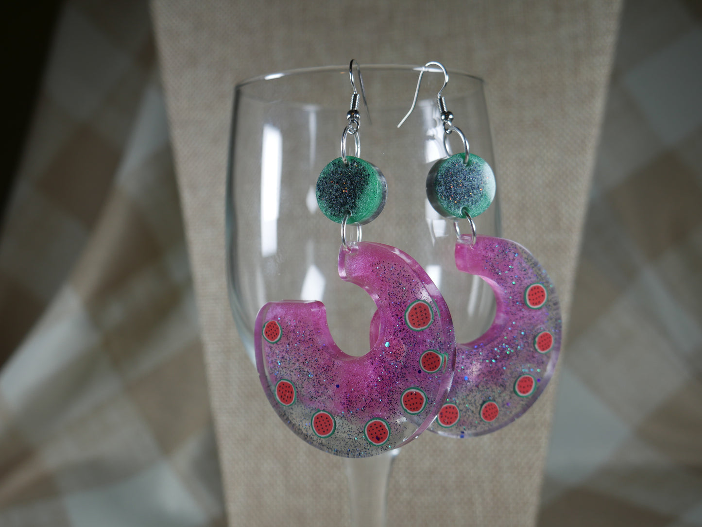 Resin Watermelon Chunky 1980's Retro Earrings