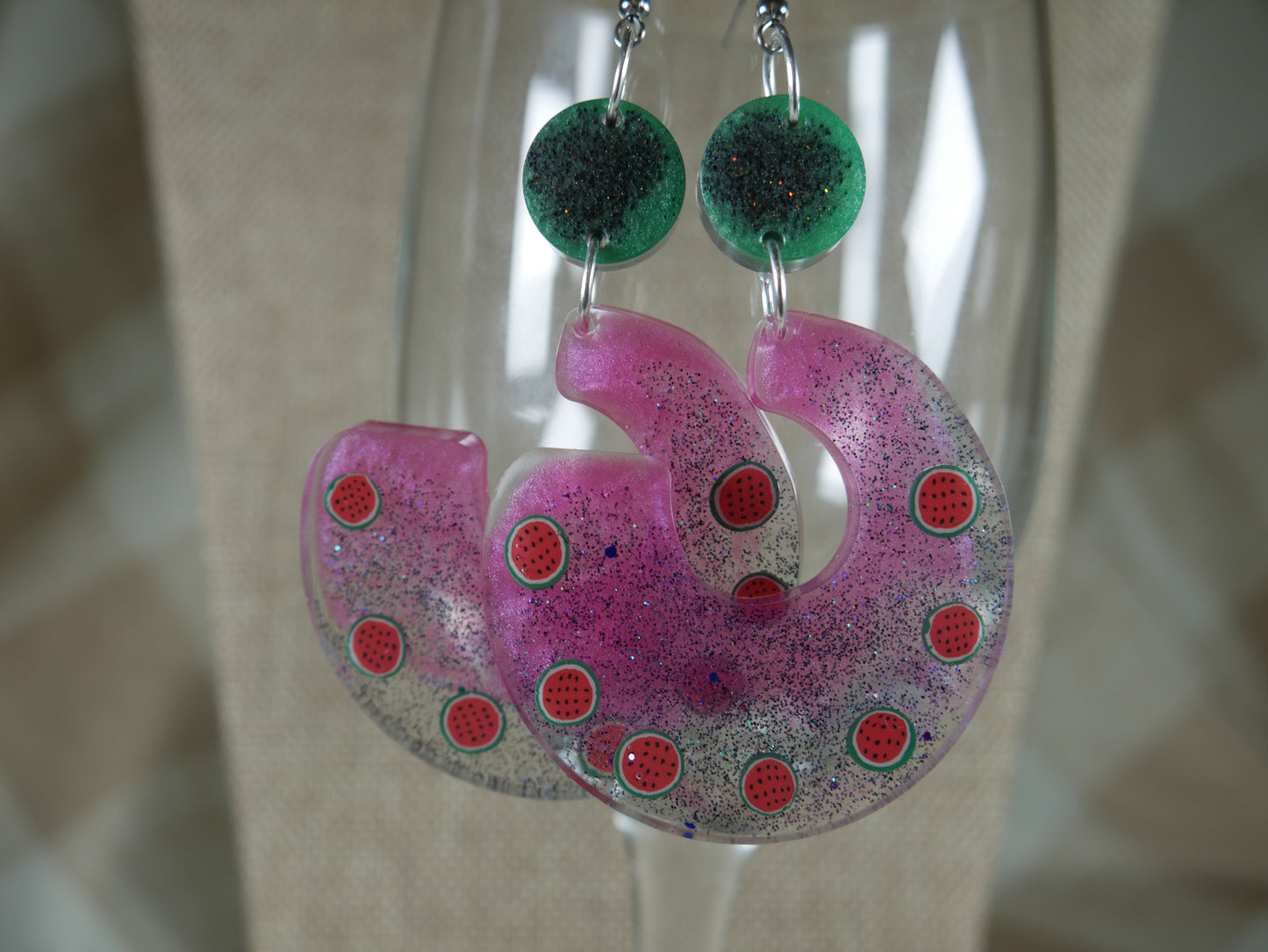 Resin Watermelon Chunky 1980's Retro Earrings