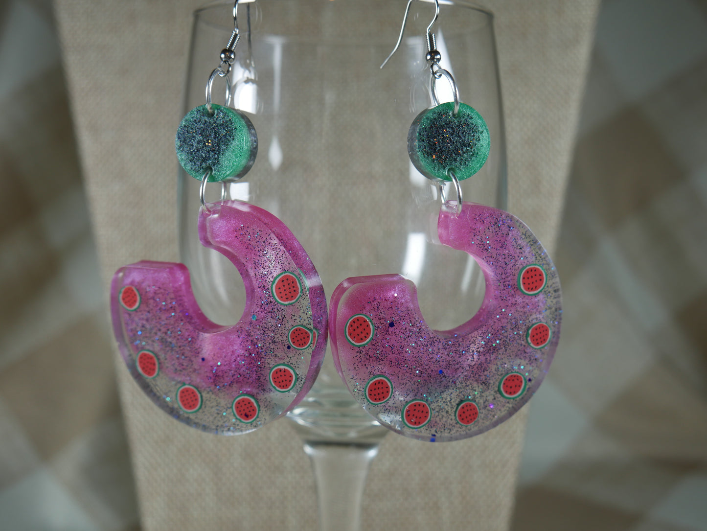 Resin Watermelon Chunky 1980's Retro Earrings