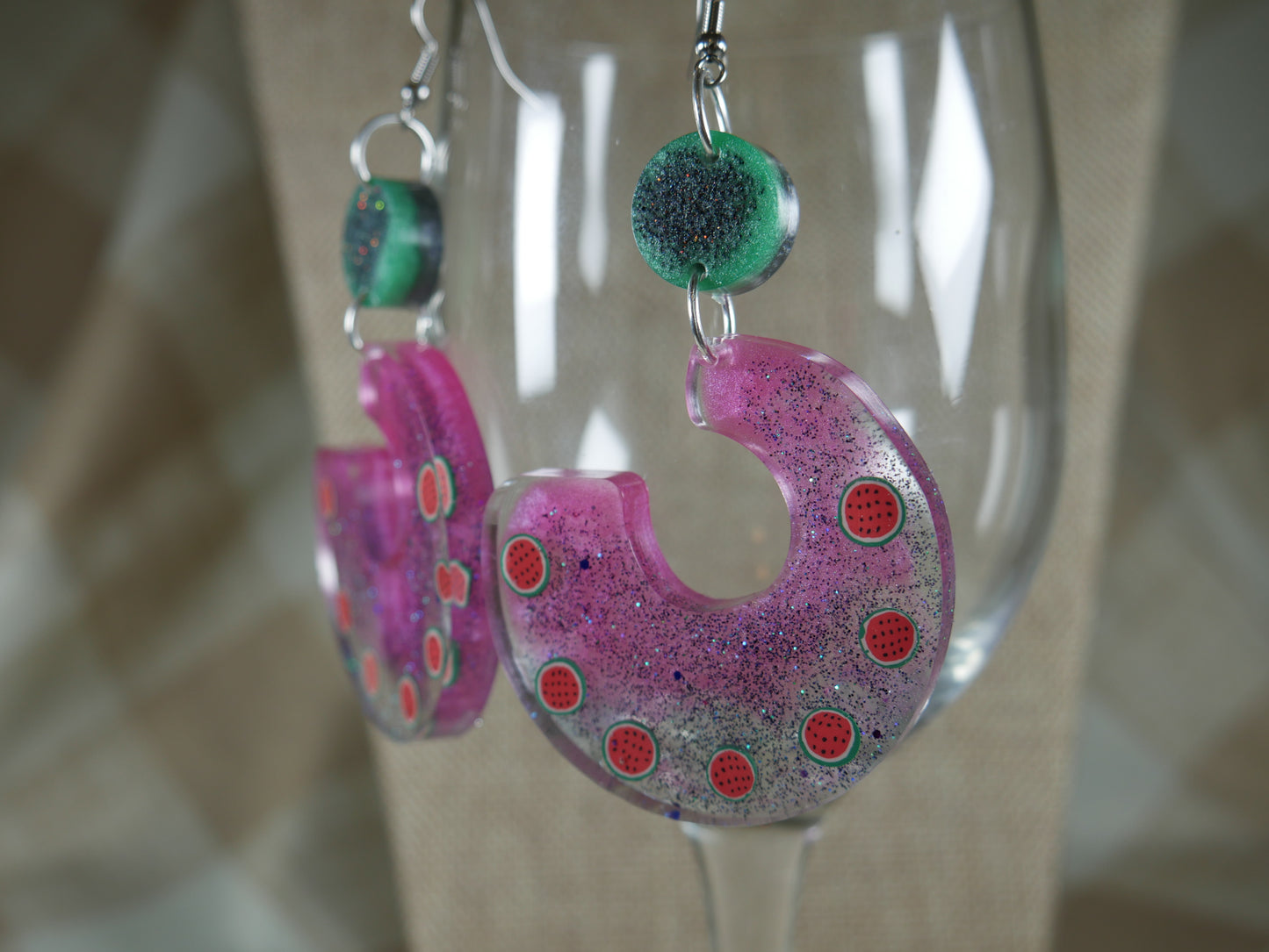 Resin Watermelon Chunky 1980's Retro Earrings