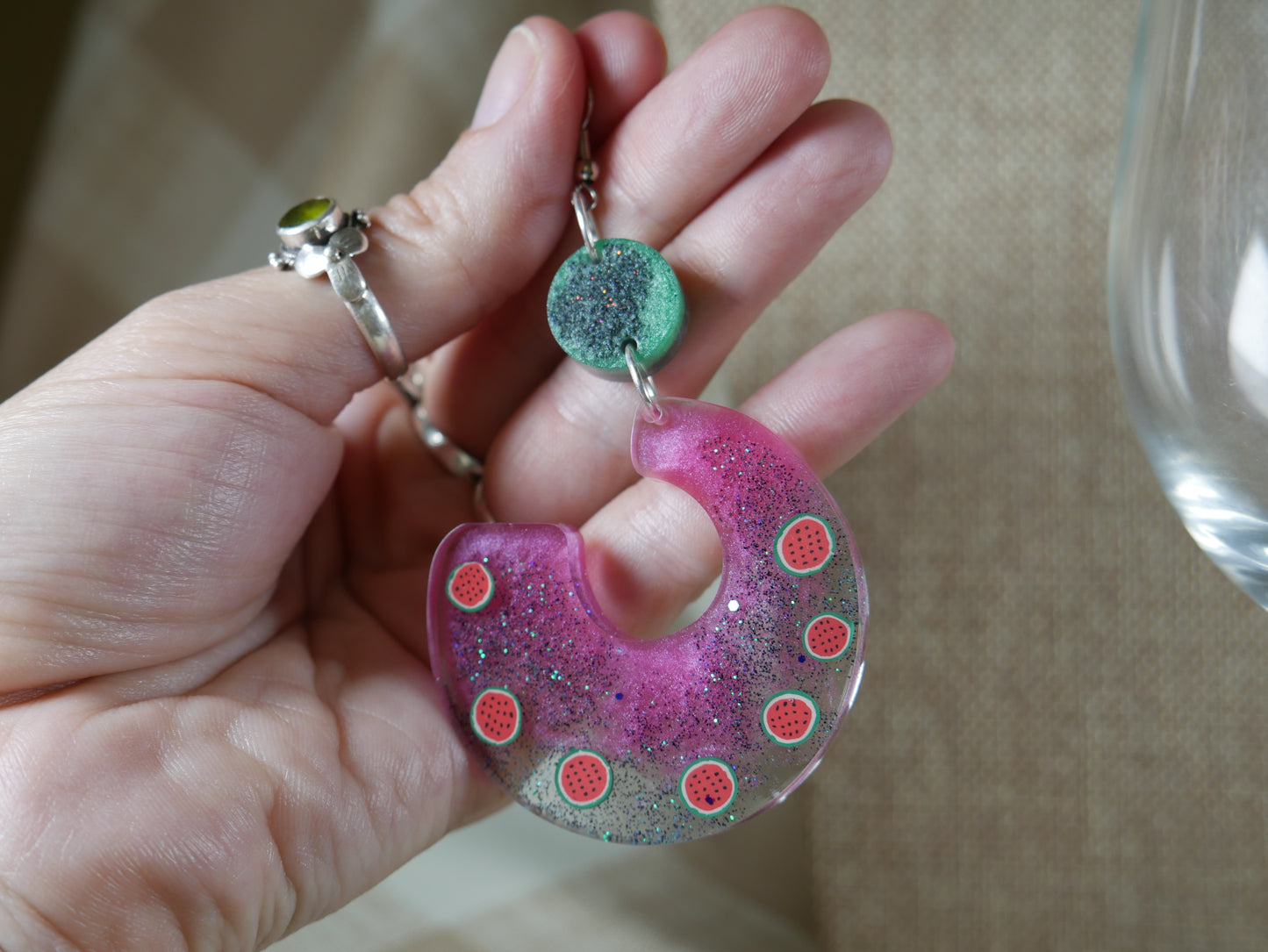 Resin Watermelon Chunky 1980's Retro Earrings