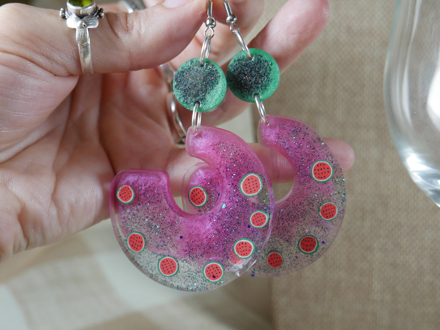 Resin Watermelon Chunky 1980's Retro Earrings