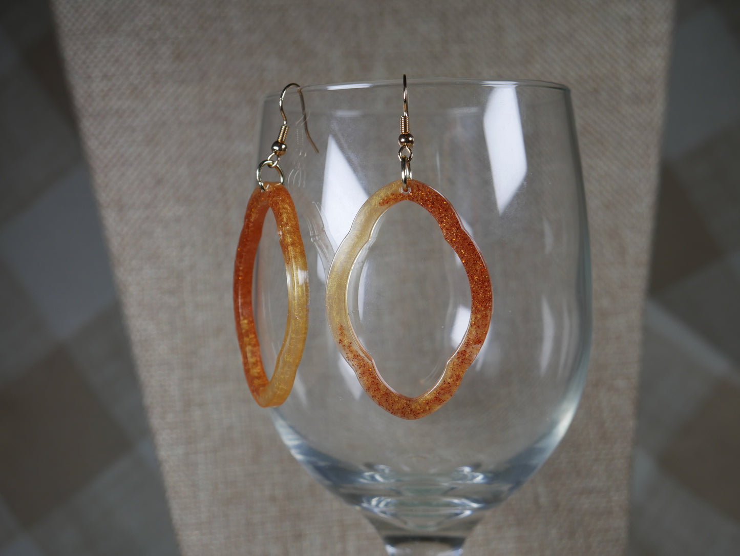 Coppery and Amber Colored Resin Earrings