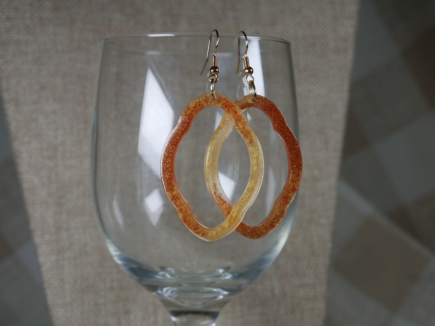 Coppery and Amber Colored Resin Earrings