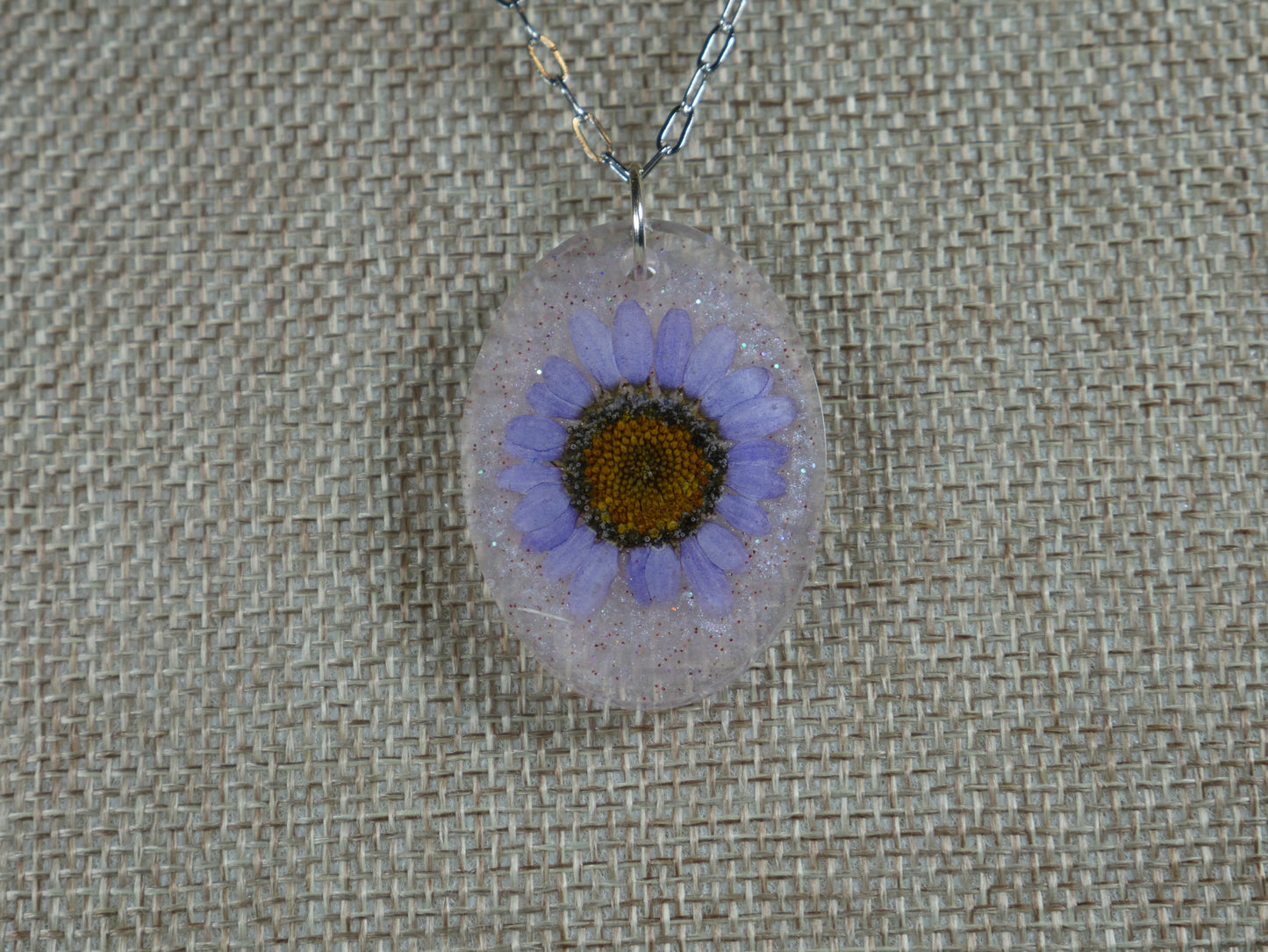 Purple Flower Resin Pendant