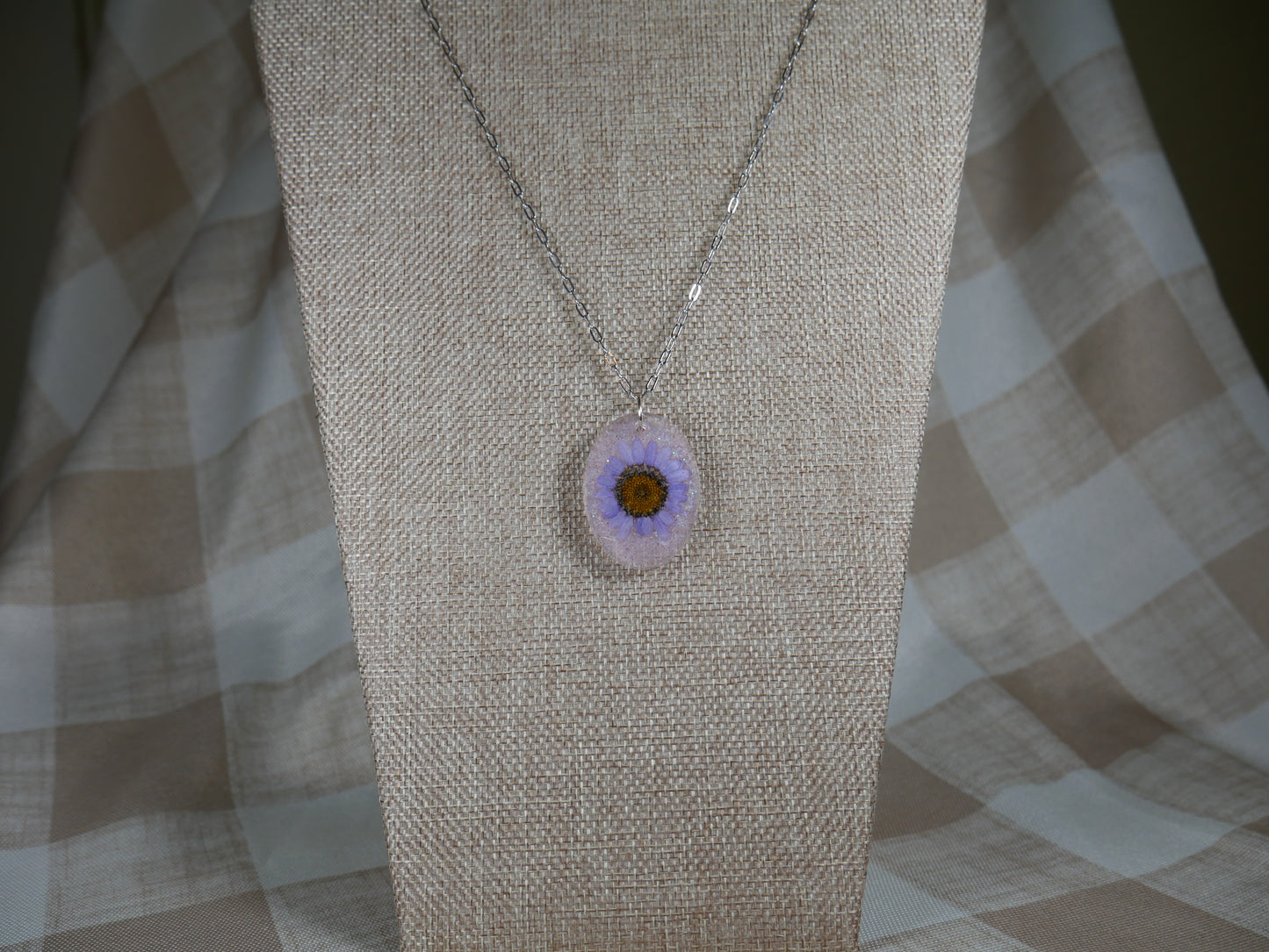 Purple Flower Resin Pendant