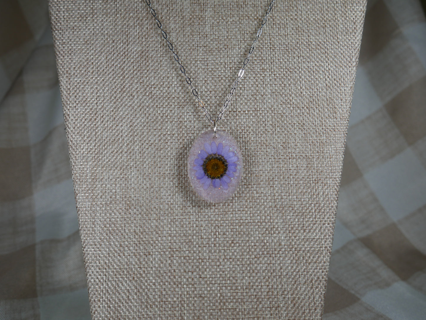Purple Flower Resin Pendant