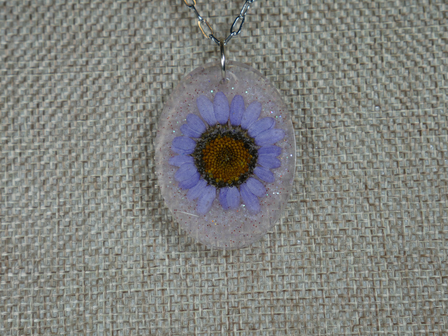 Purple Flower Resin Pendant