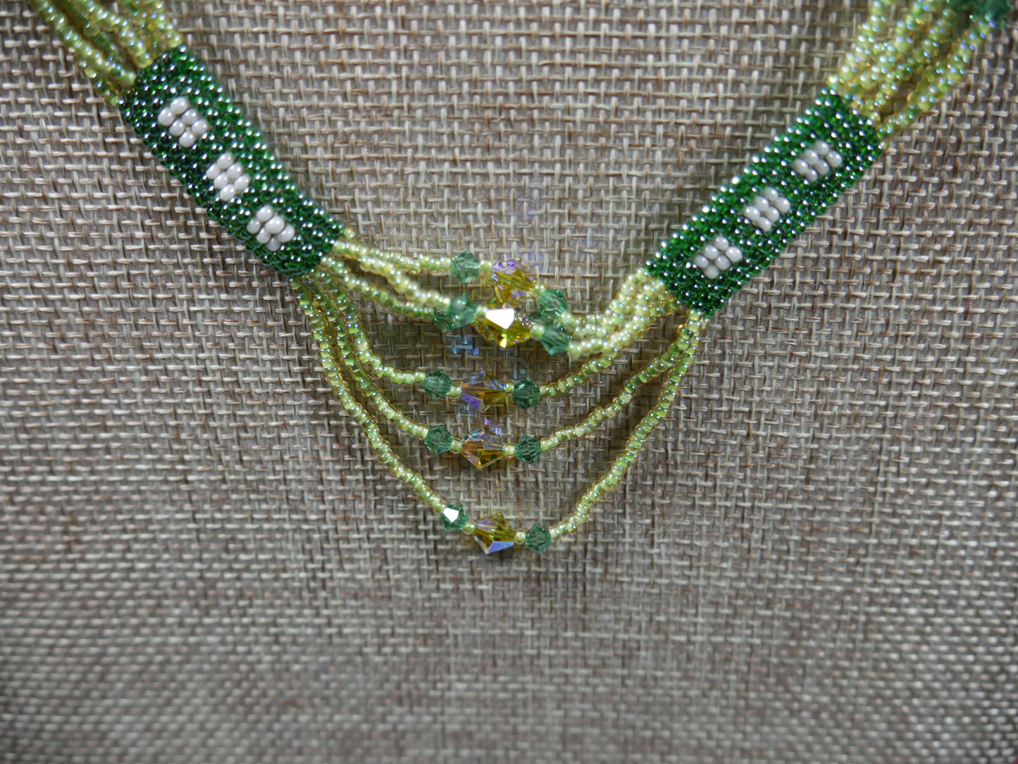 Woven Green Fancy Patchwork Beaded Choker