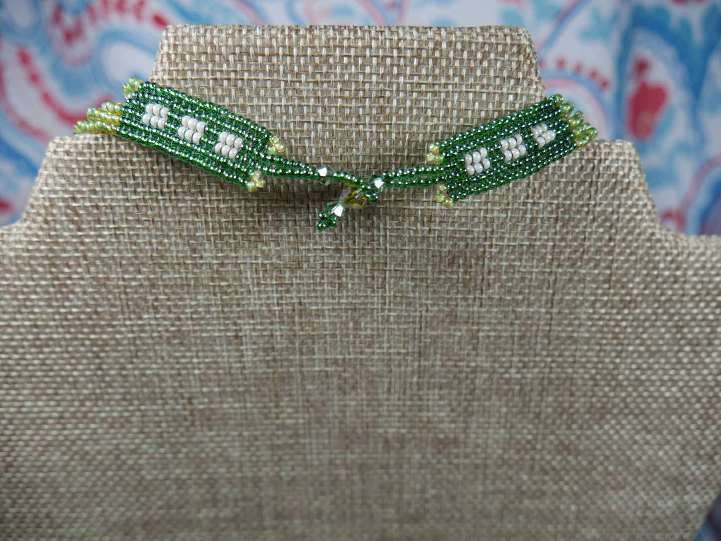 Woven Green Fancy Patchwork Beaded Choker