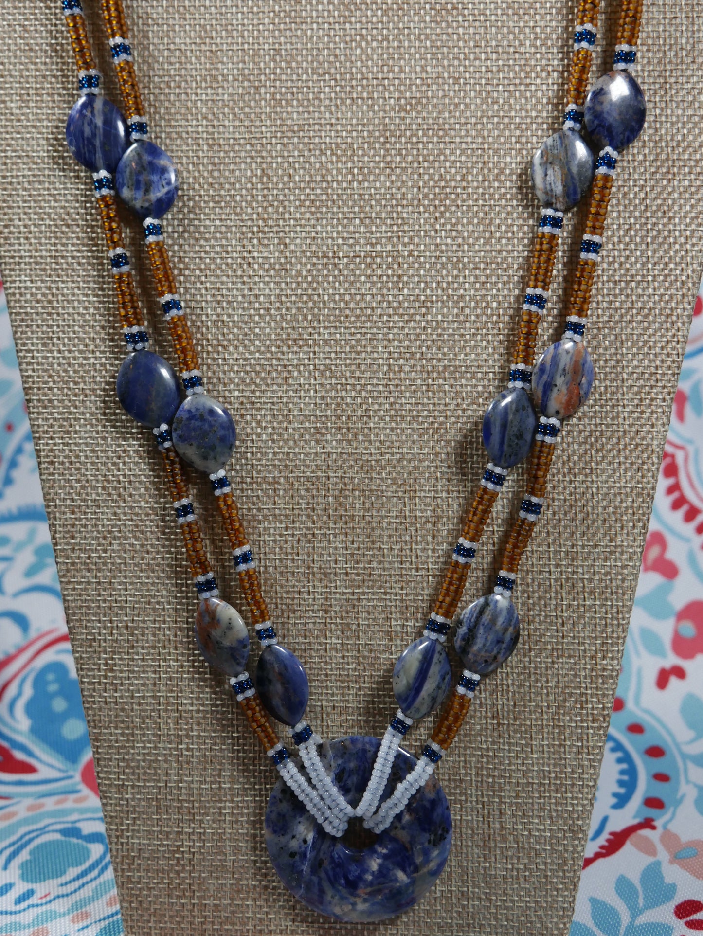 Beaded Blue Lapis Rope Necklace