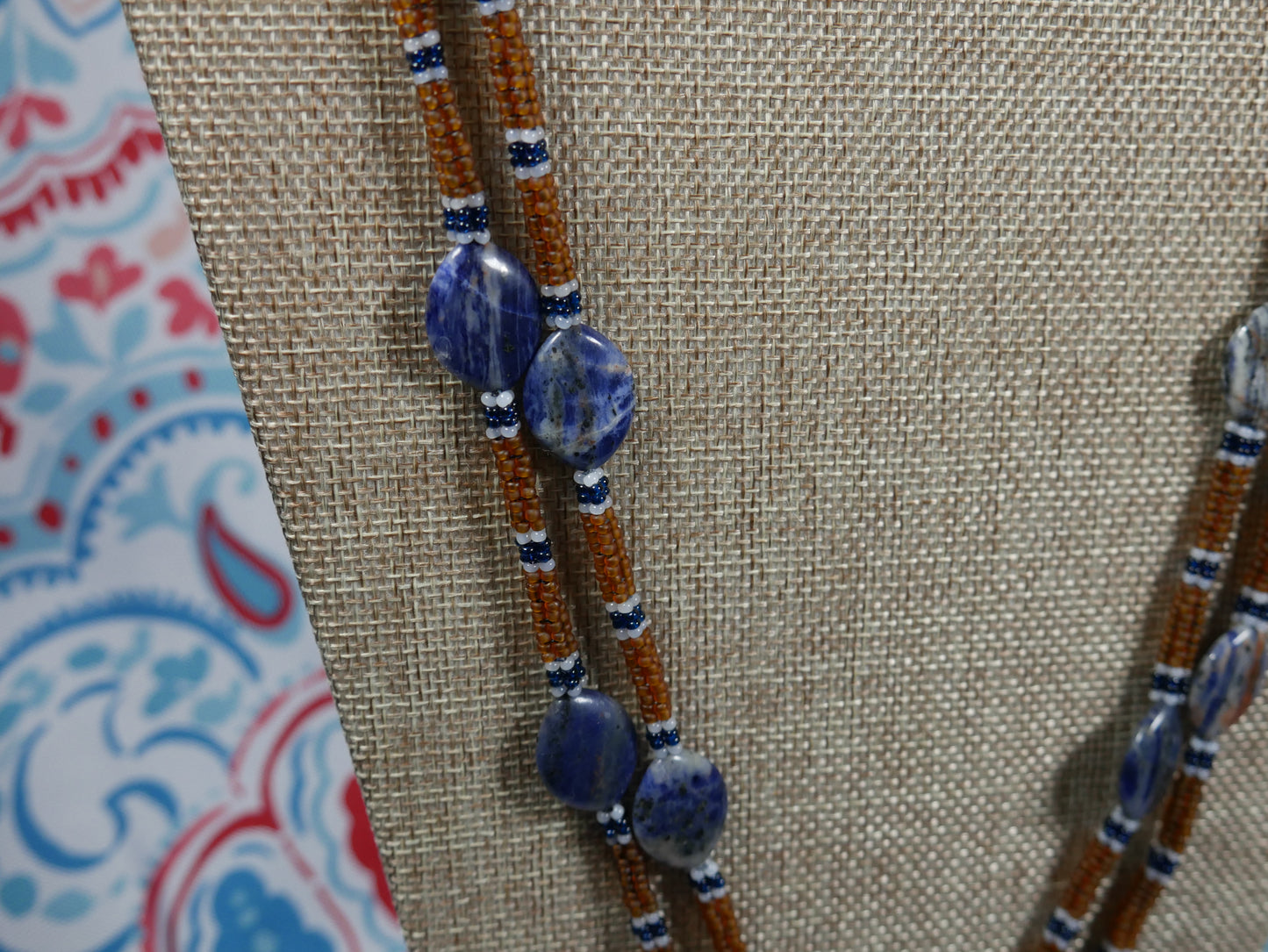 Beaded Blue Lapis Rope Necklace