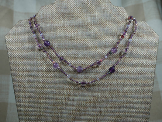 Beaded Purple Flourite 2 Strand Necklace