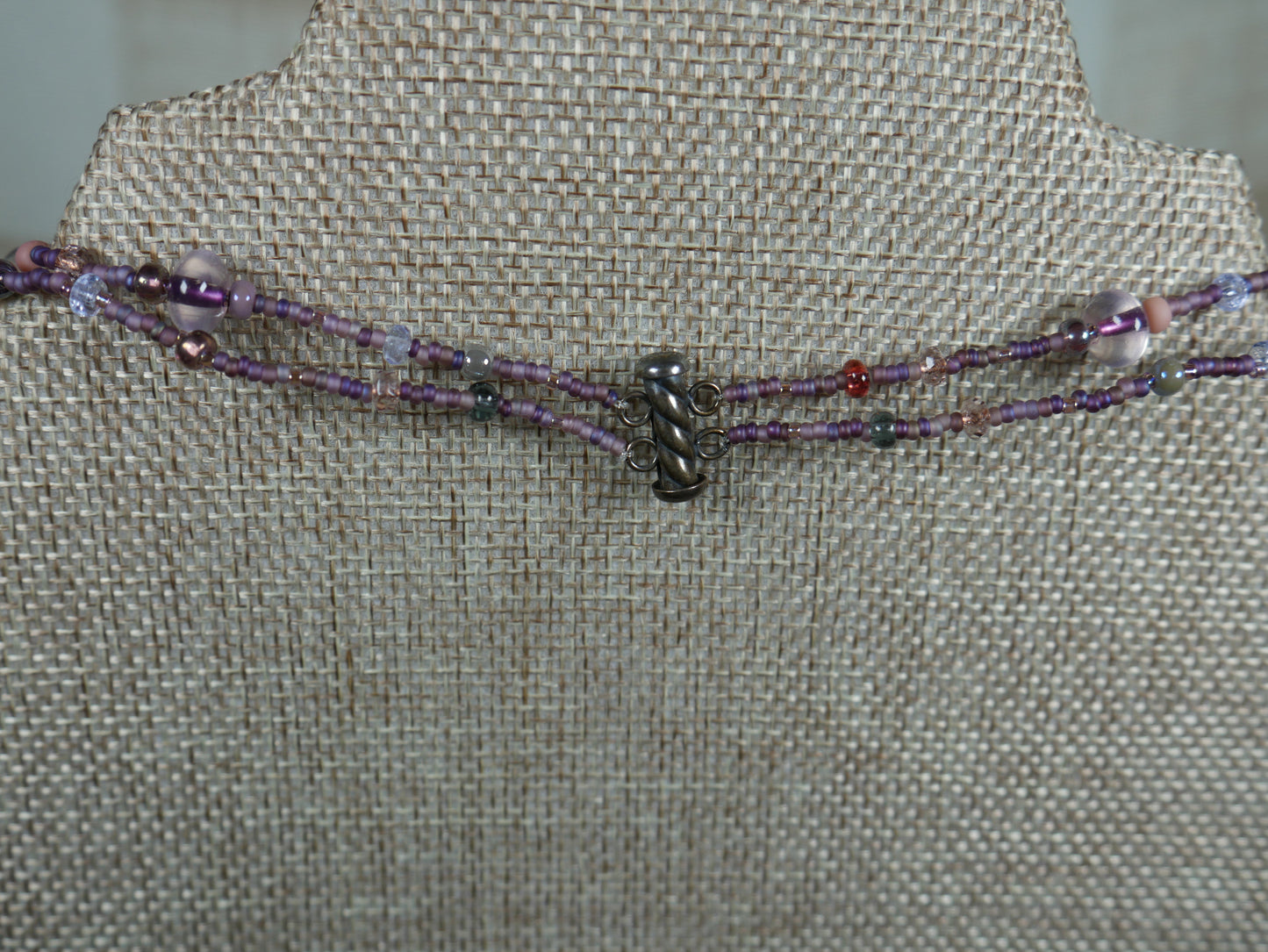 Beaded Purple Flourite 2 Strand Necklace