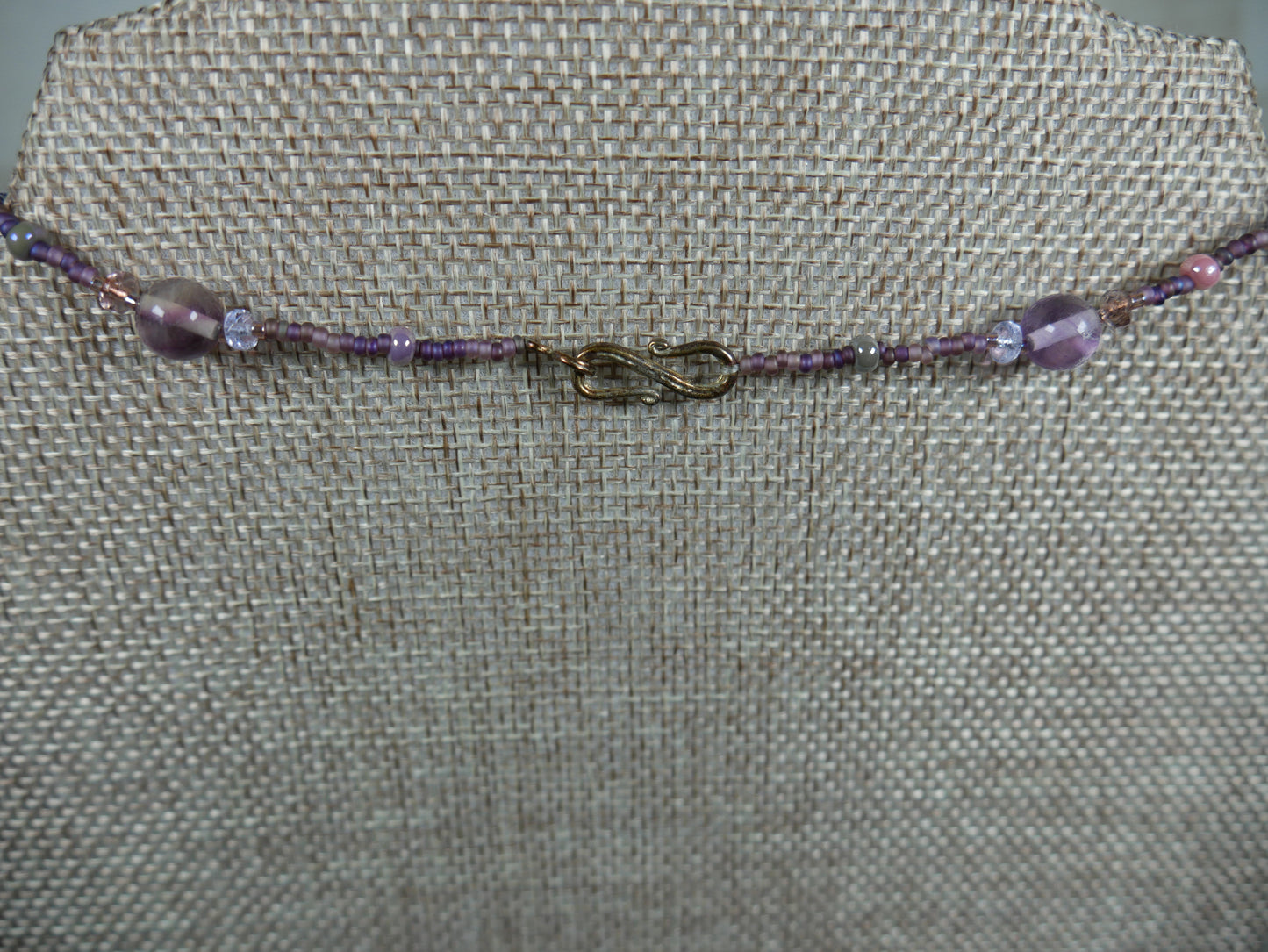 Single Strand Beaded Purple Necklace with Flourite