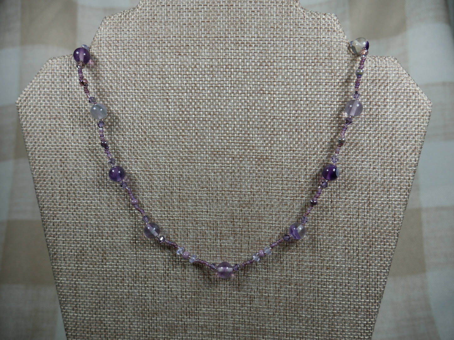 Single Strand Beaded Purple Necklace with Flourite