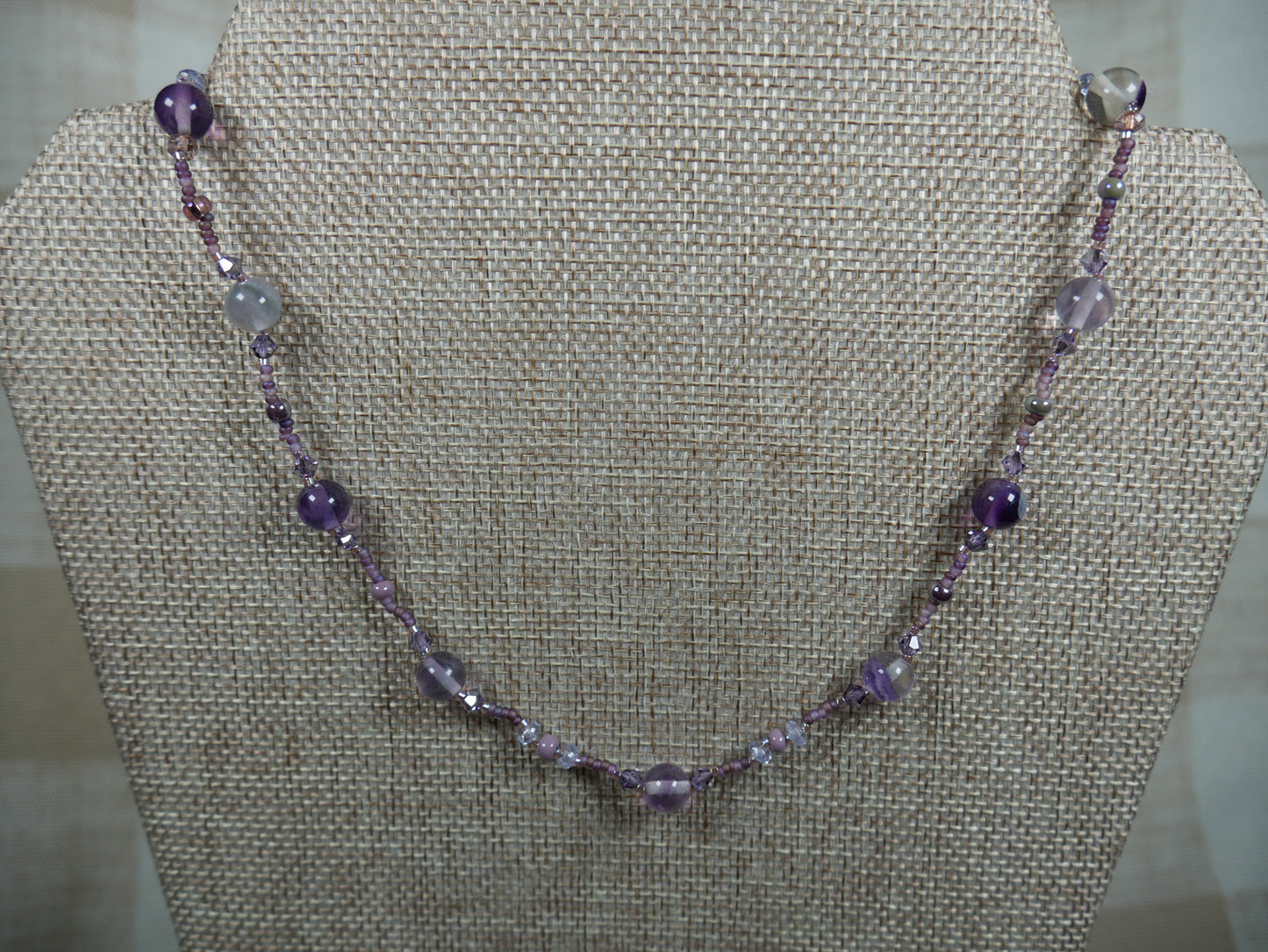 Single Strand Beaded Purple Necklace with Flourite