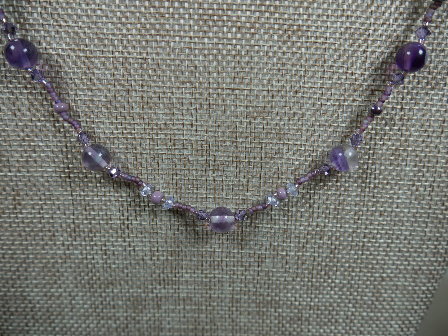 Single Strand Beaded Purple Necklace with Flourite