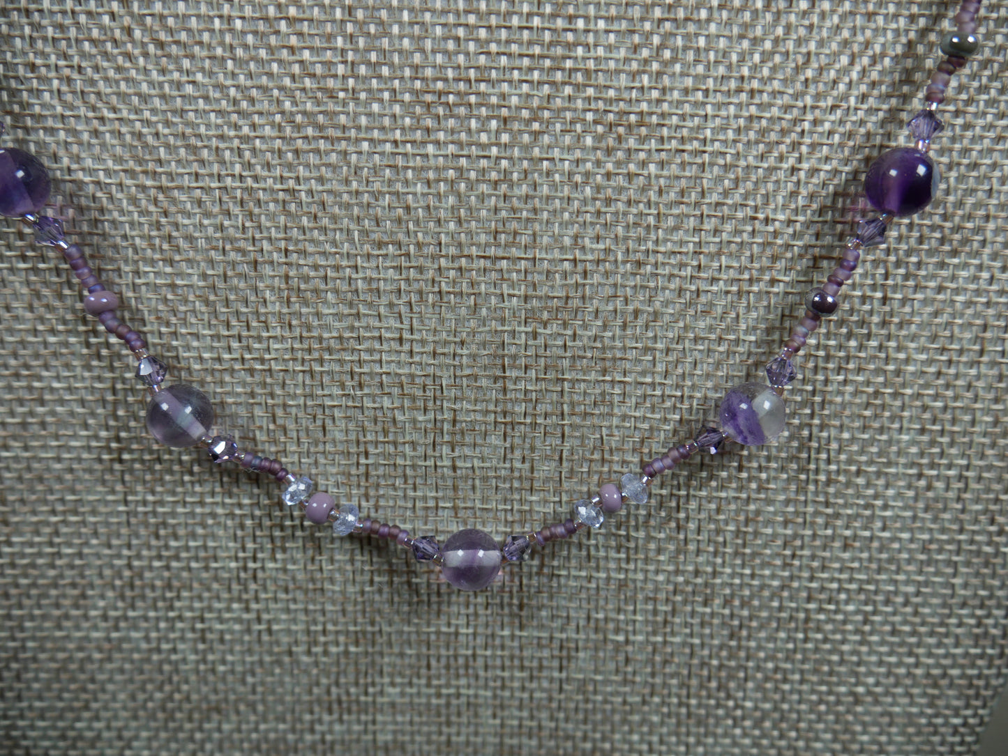 Single Strand Beaded Purple Necklace with Flourite