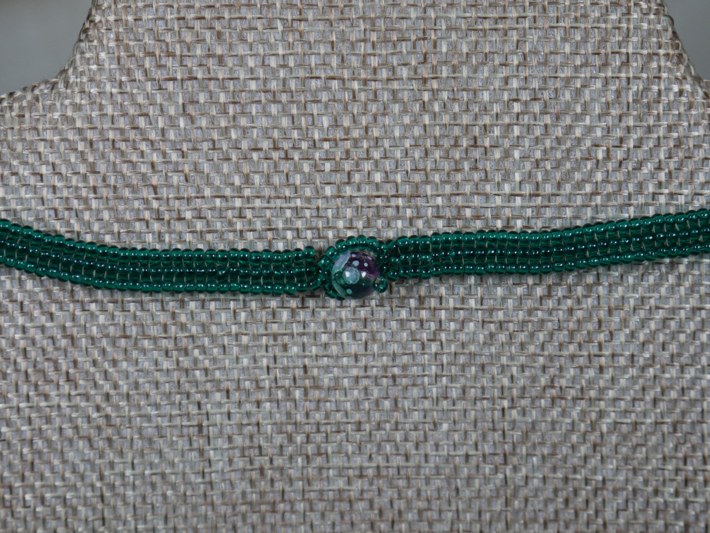 Layered and Twisted Green and Pink Herringbone Stitched Choker