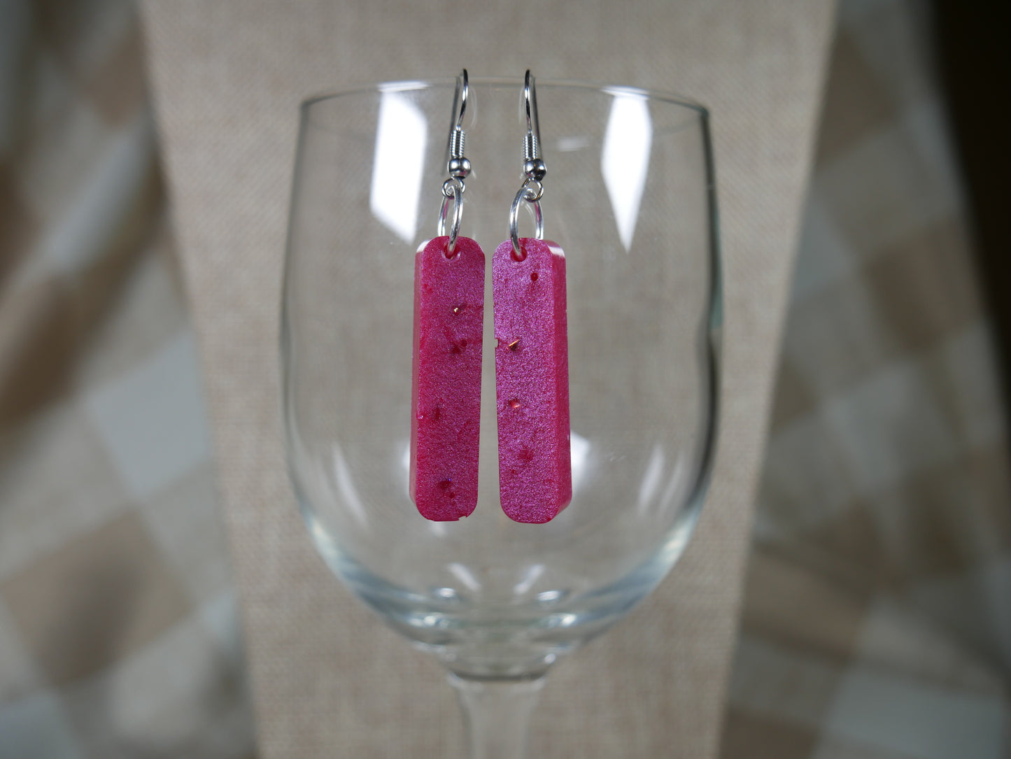 Resin Magenta Fuchsia Earrings