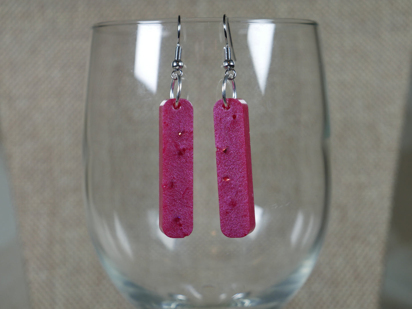 Resin Magenta Fuchsia Earrings