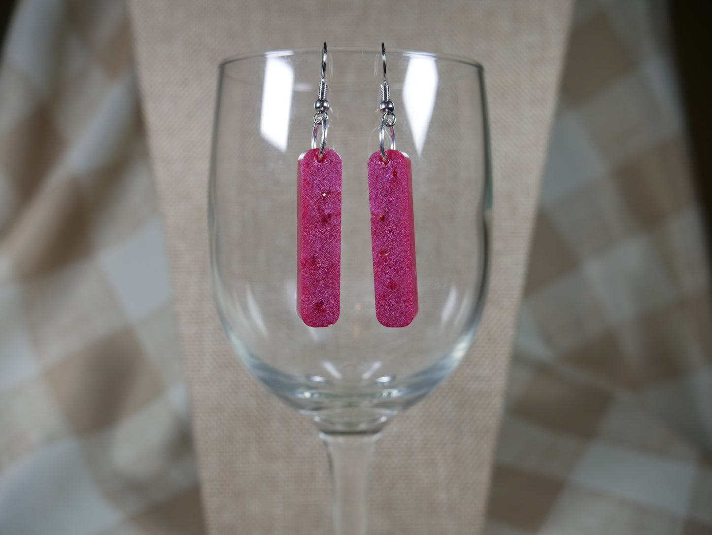 Resin Magenta Fuchsia Earrings