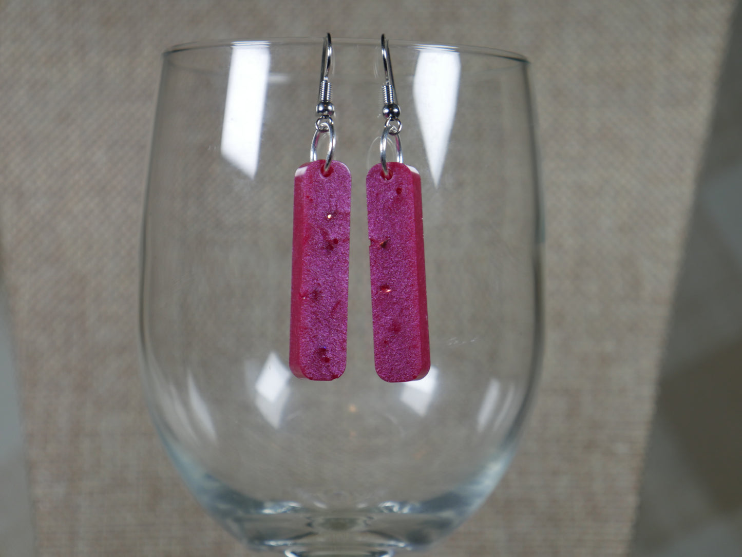 Resin Magenta Fuchsia Earrings