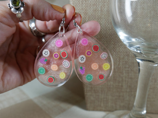 Resin Fruity Fruit Teardrop Shaped Earrings