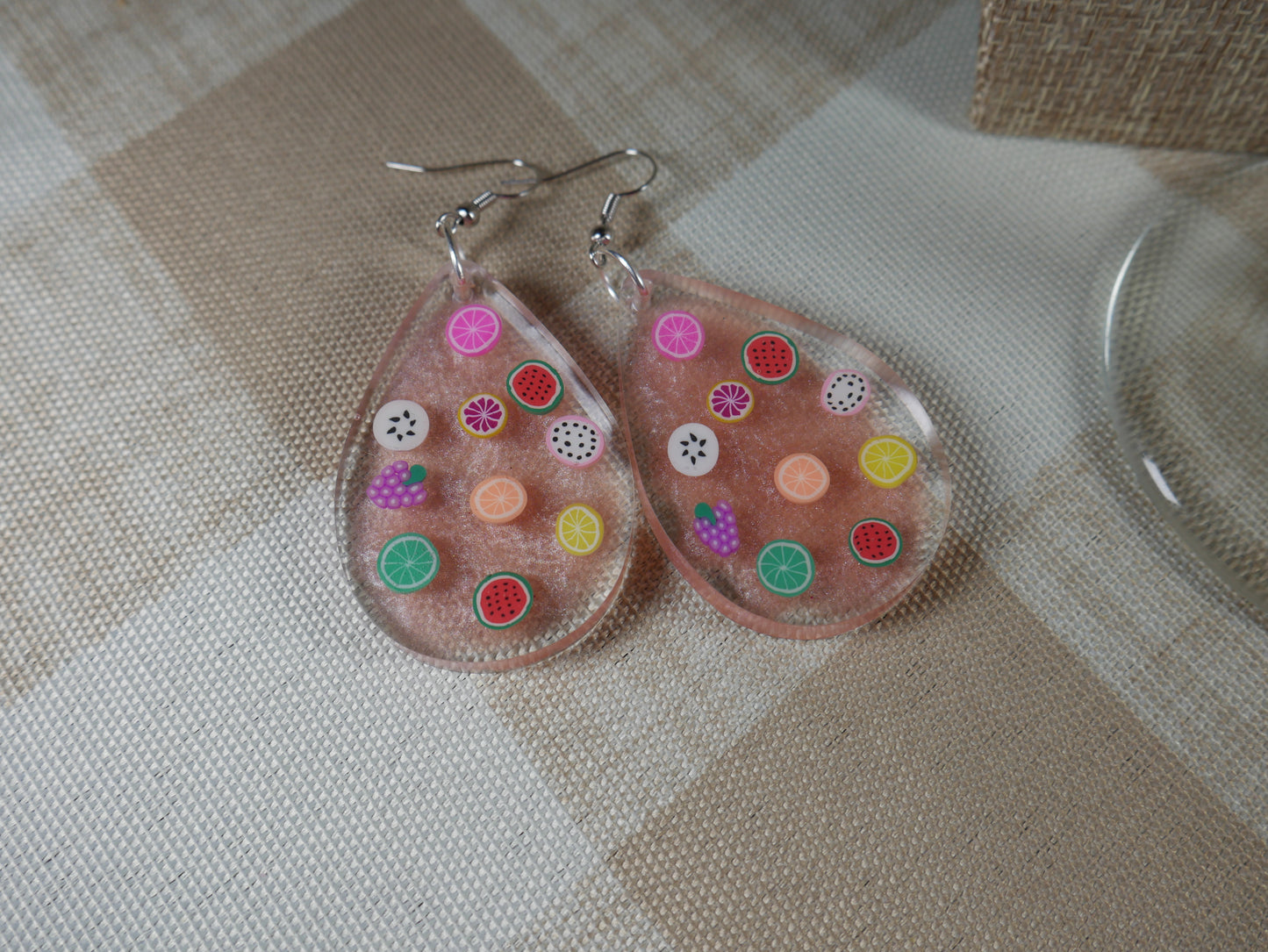 Resin Fruity Fruit Teardrop Shaped Earrings