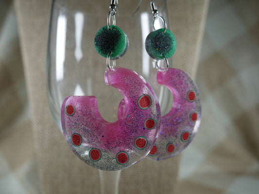 Resin Watermelon Chunky 1980's Retro Earrings