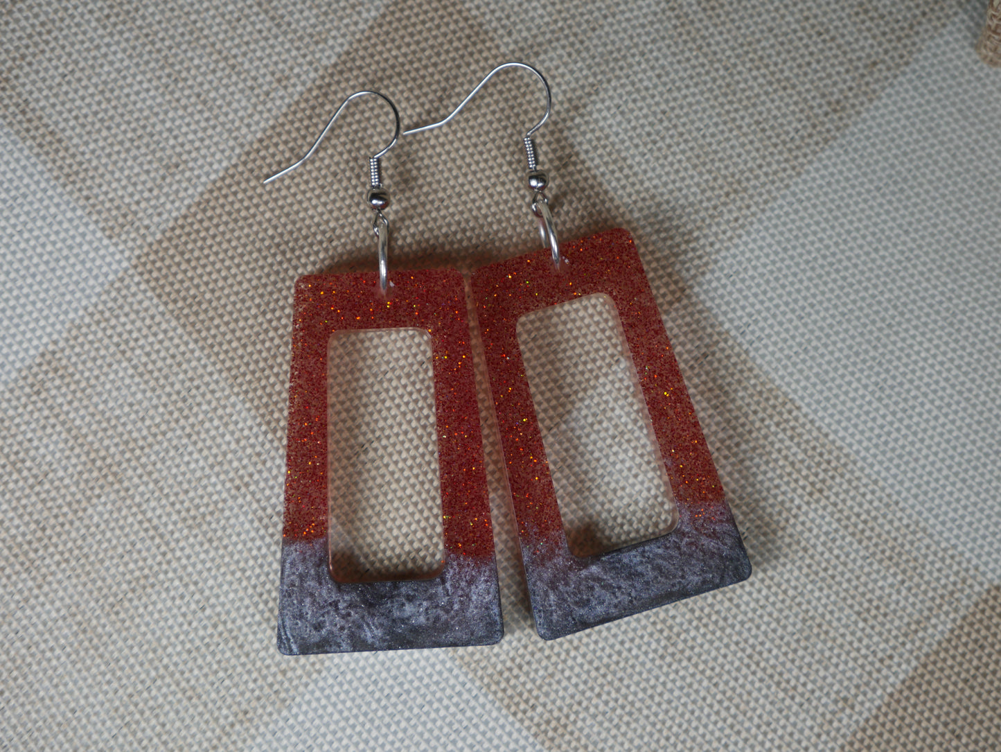 Resin Pink and Silver Colored Earrings