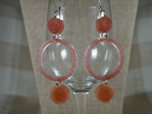 Resin Copper Colored Earthy 3 Circle Earrings