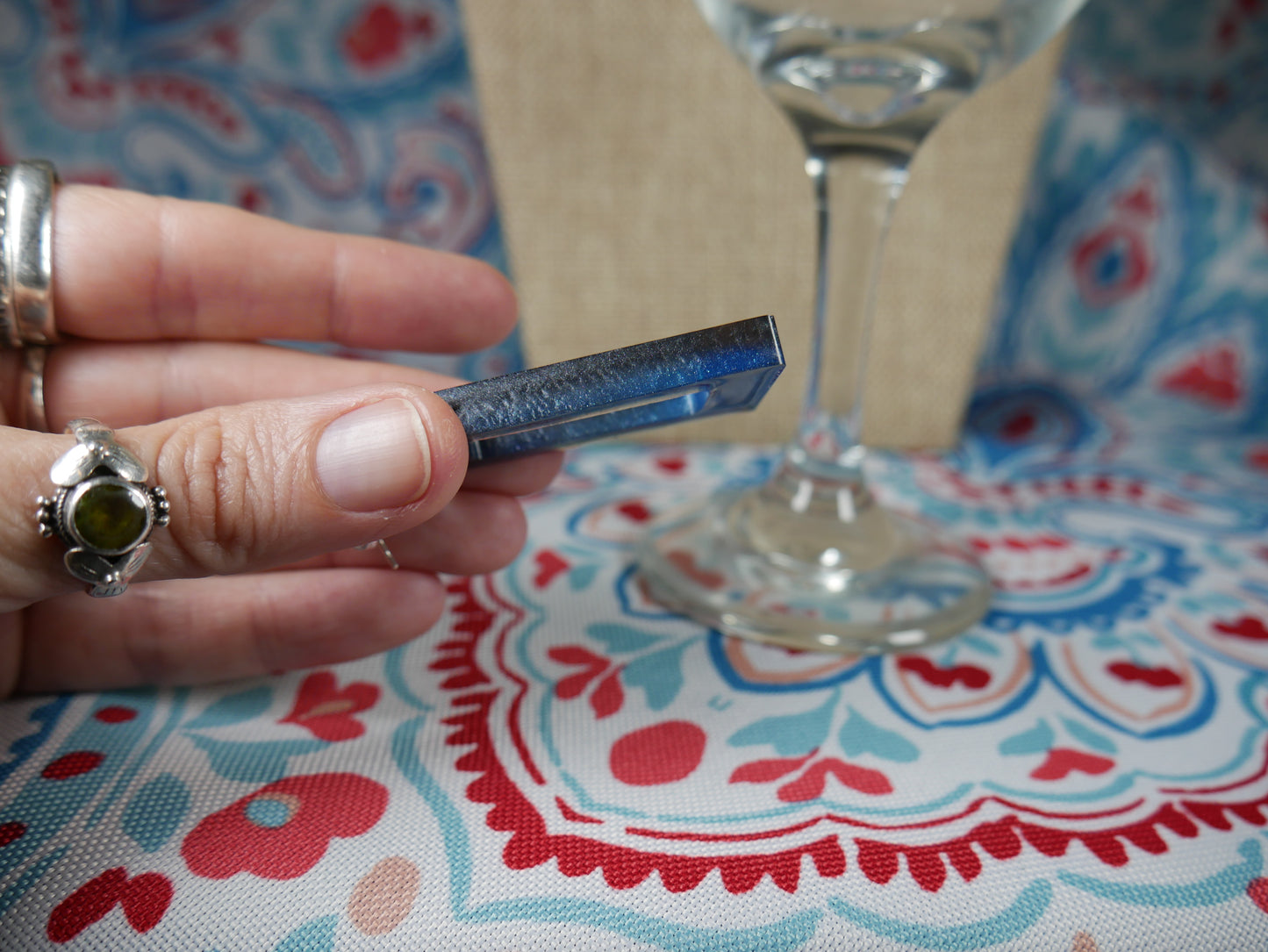 Resin Black and Blue Rectangular Earrings