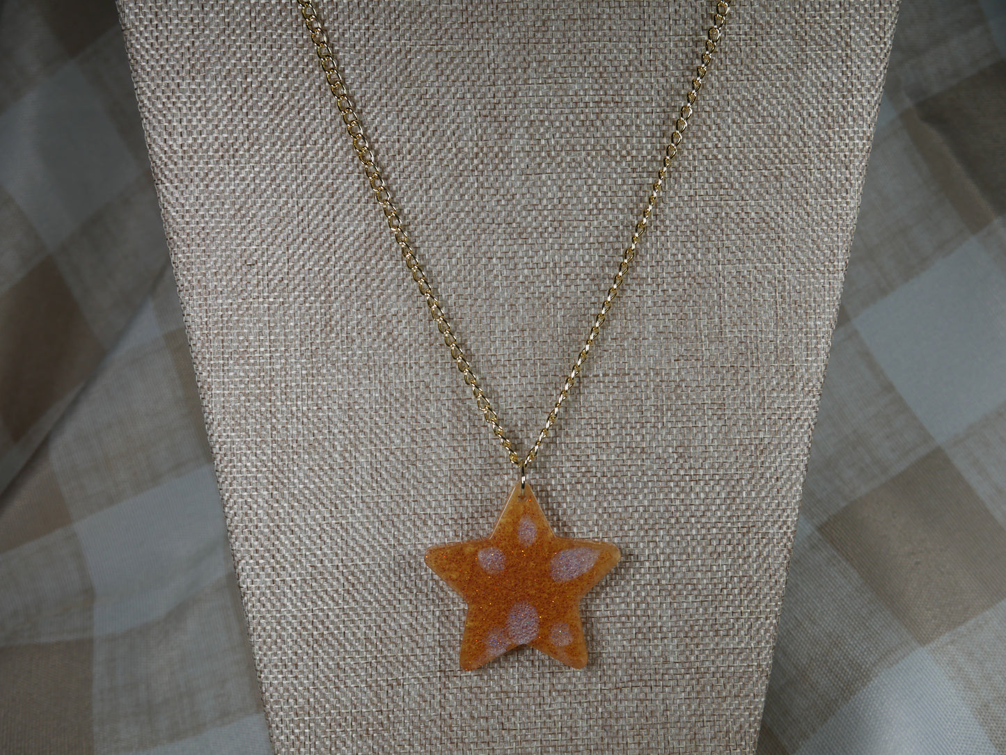 Resin Gold and Silver Star Pendant Necklace