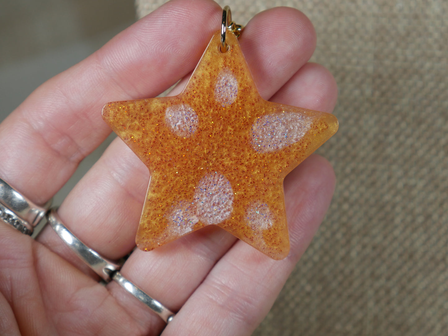 Resin Gold and Silver Star Pendant Necklace