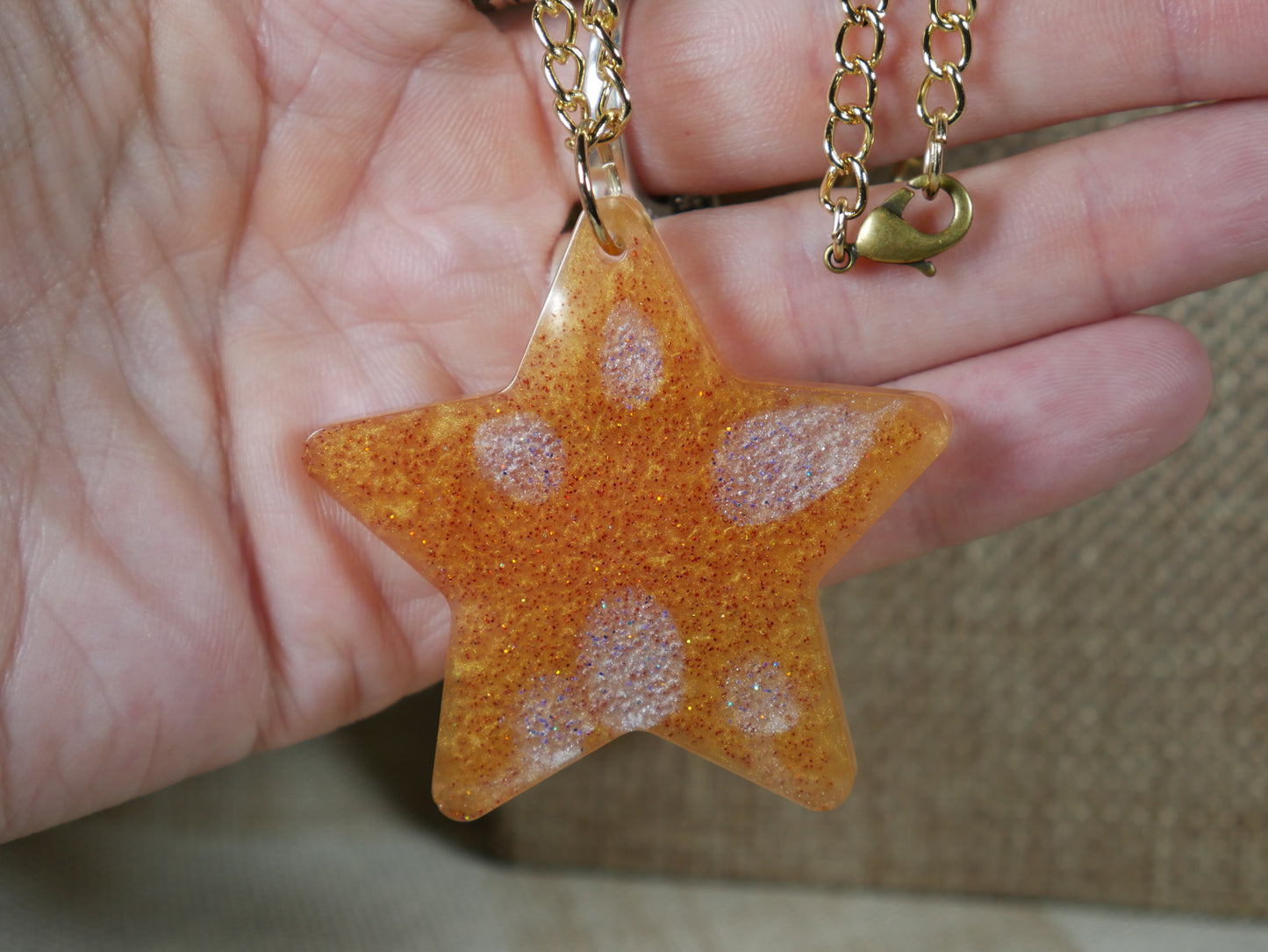 Resin Gold and Silver Star Pendant Necklace