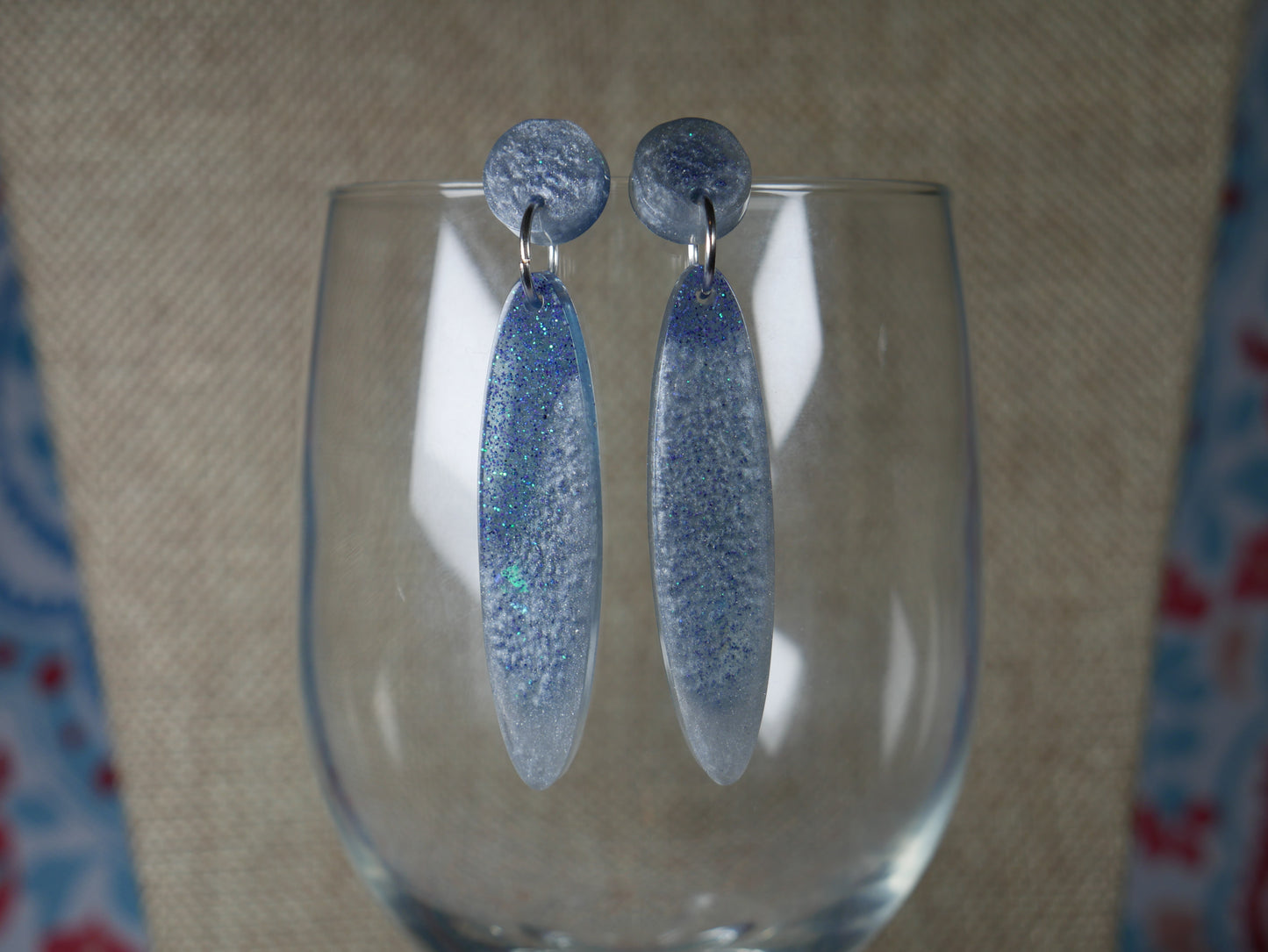 Resin Wintry Blue and Silver "Icicle" Earrings