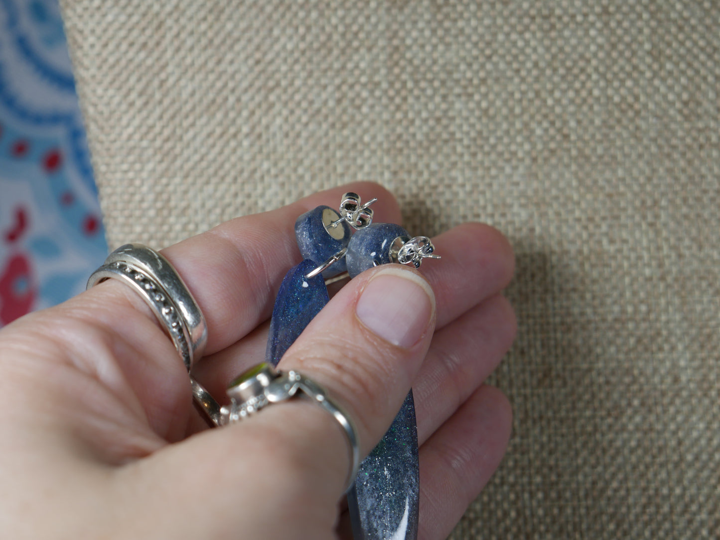 Resin Wintry Blue and Silver "Icicle" Earrings