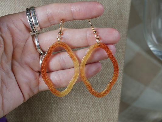 Coppery and Amber Colored Resin Earrings